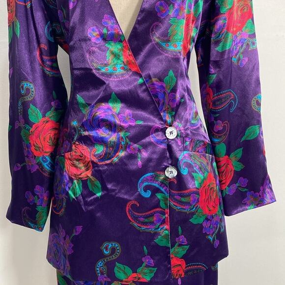 Vintage Stunning Satin Skirt Set Art to Wear RomanticSmall - Picture 7 of 13